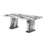 Dining Table With Double Pedestal Base - Black White