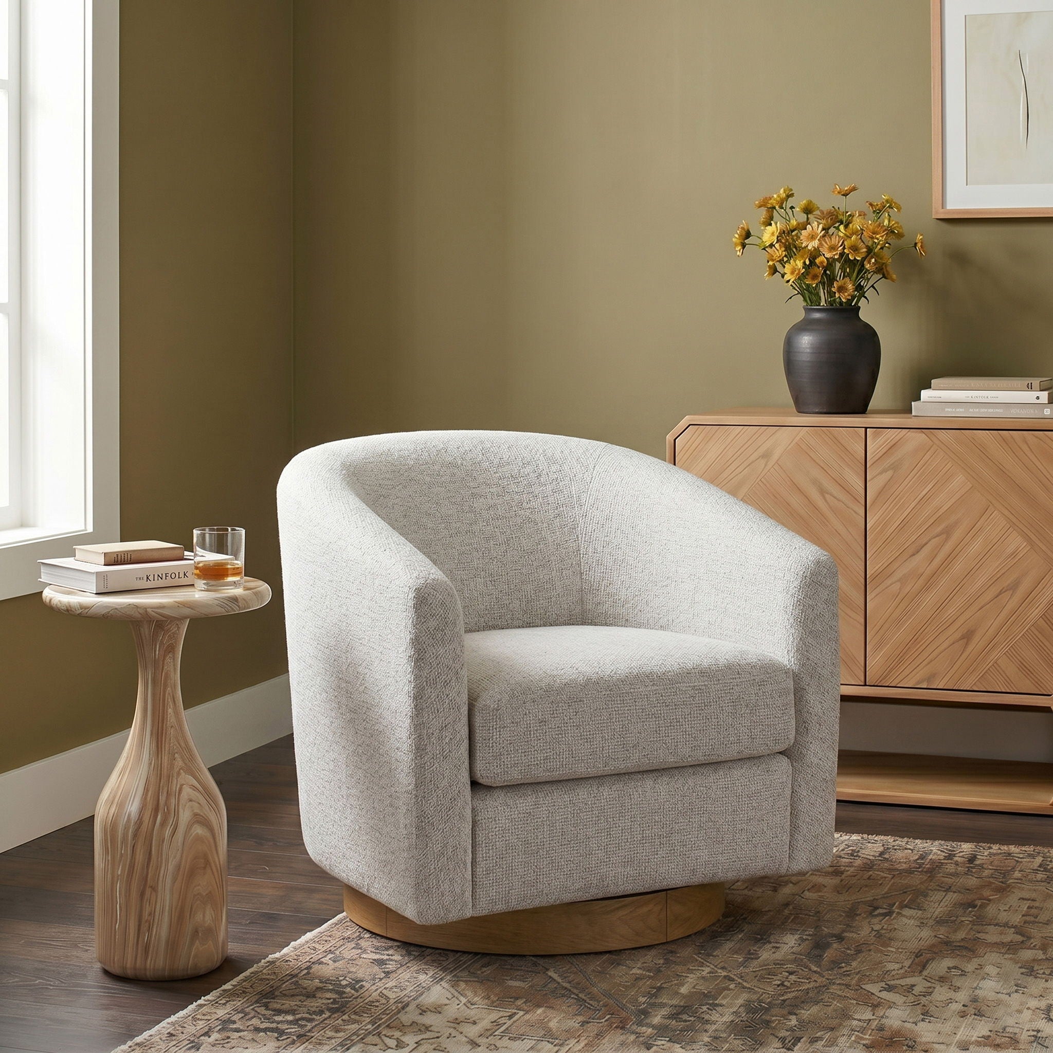Modra - Performance Fabric Upholstered Swivel Accent Chair