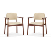 Dining Room Chairs, Ideal For Home & Kitchen (Set of 2) - Beige / Dark Walnut