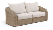 Seacrest - Olefin Water Resistant Fabric And Wicker 2 Piece Outdoor Patio Modular Loveseat