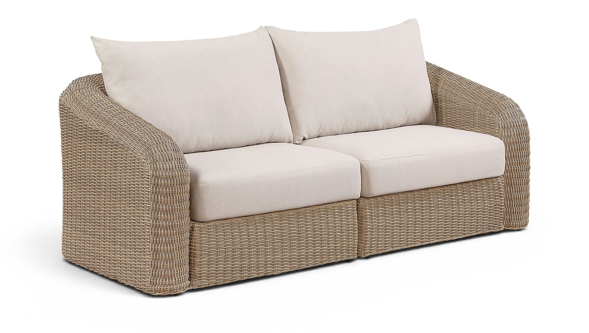 Seacrest - Olefin Water Resistant Fabric And Wicker 2 Piece Outdoor Patio Modular Loveseat