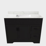 Bathroom Vanity Set, Fluted Cabinet, Soft Close Doors, Single Faucet Hole, Sink Included - Black