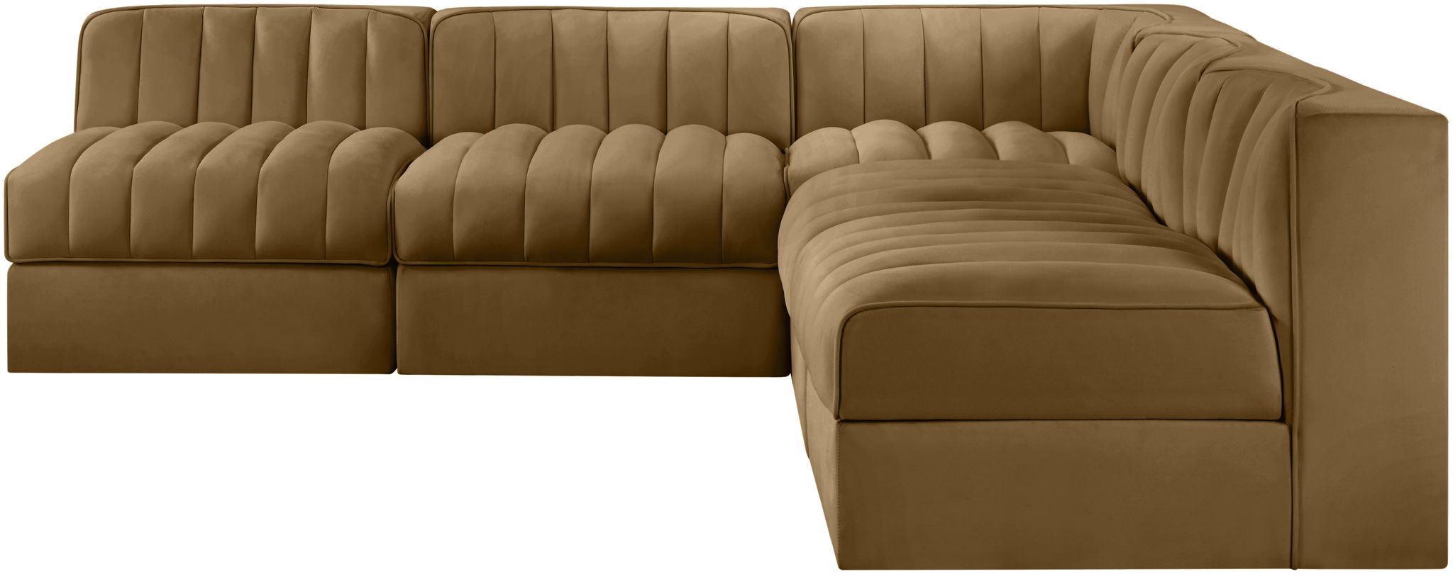 Rummi - Armless Velvet Performance Fabric Upholstered 5 Piece Modular Sectional