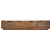 TV Stand, Entertainment Center & Fluted Door & Cable Management, Soft Closing Hinges - Walnut