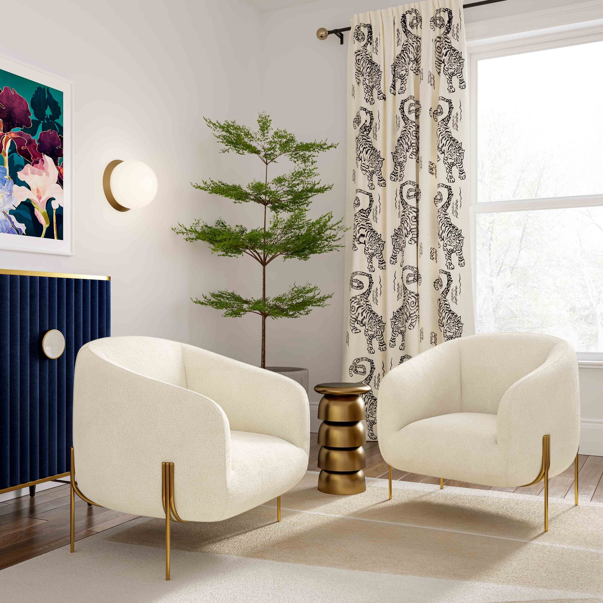 Kandra - Shearling Accent Chair - Cream