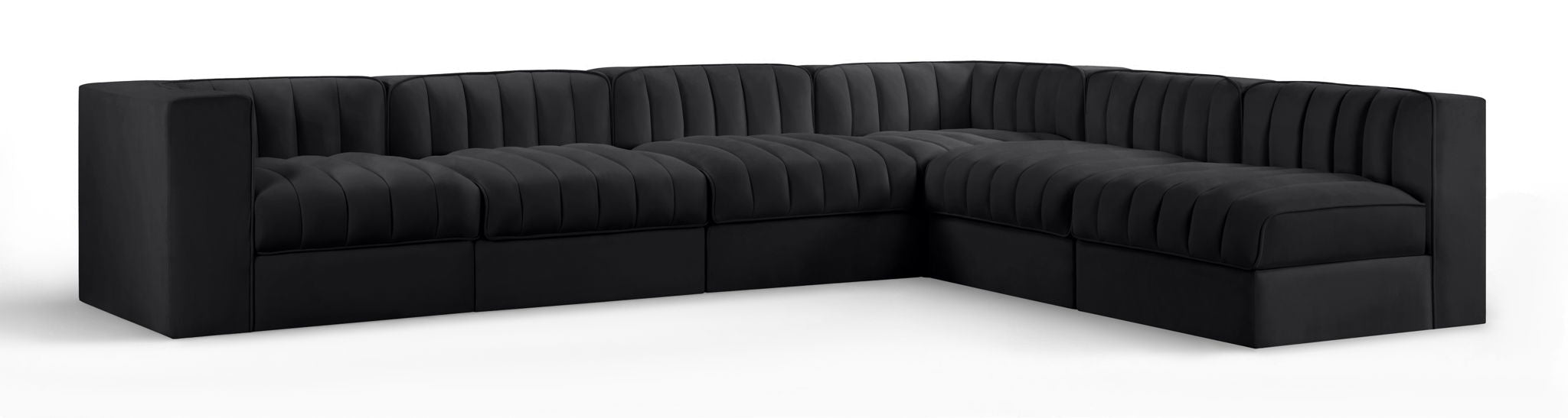 Rummi - Velvet Performance Fabric Upholstered 6 Piece Modular Sectional
