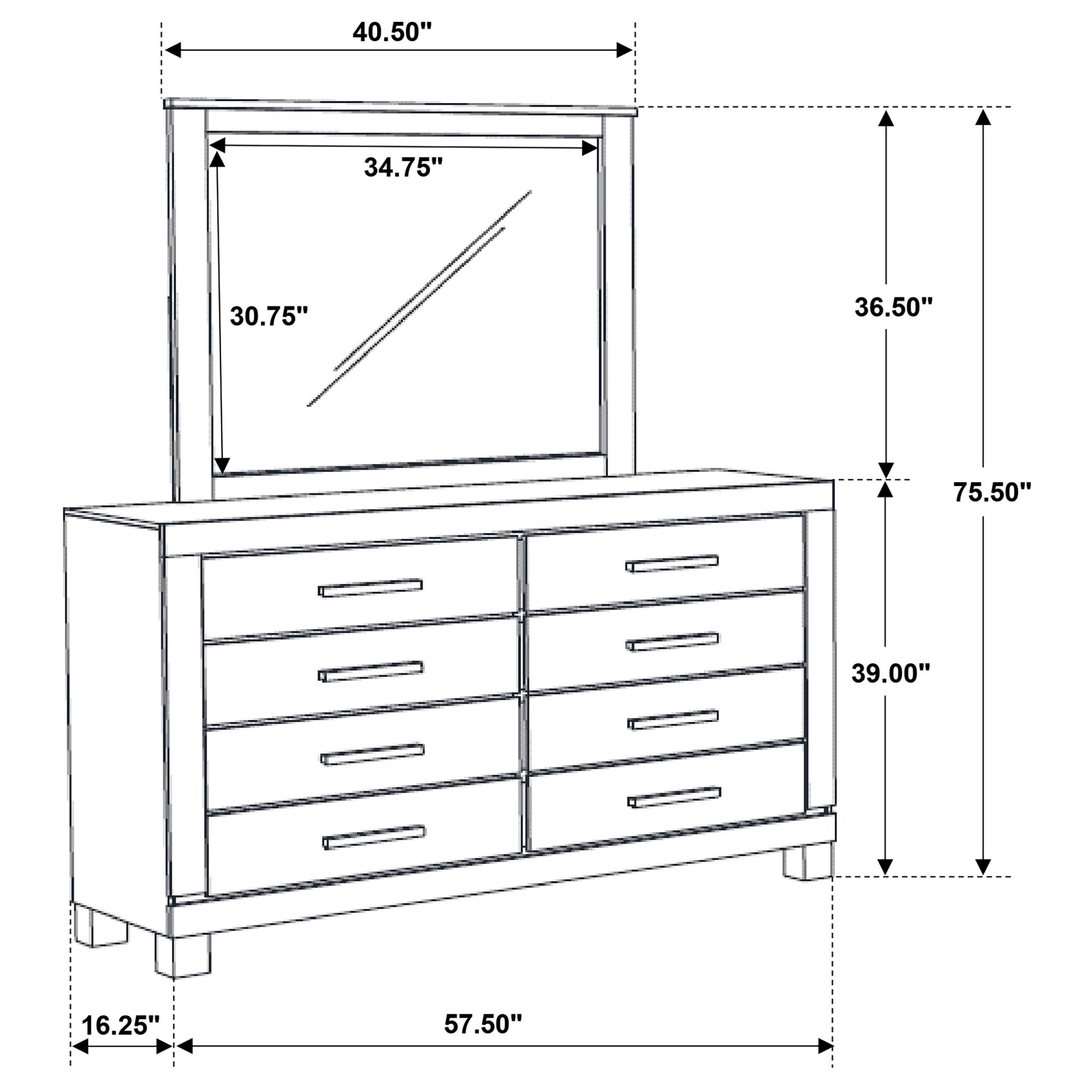 Bren - 8 Drawer Dresser With Mirror - Rustic Brown