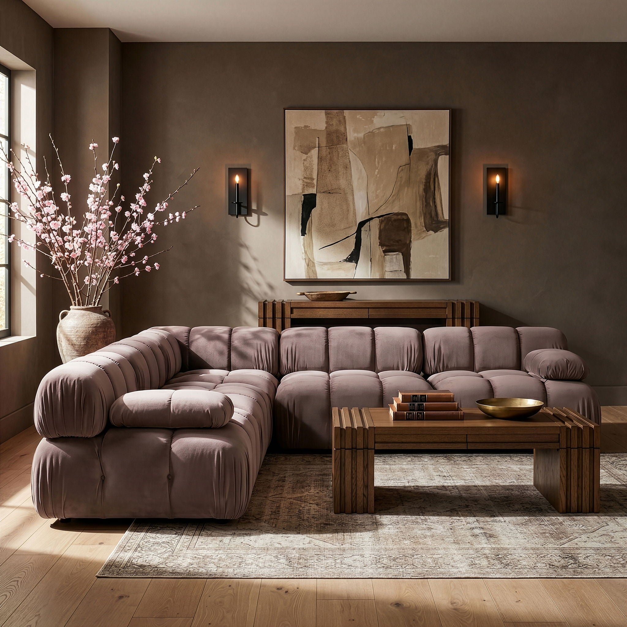 Orin - Velvet Fabric 5 Piece Modular Sectional