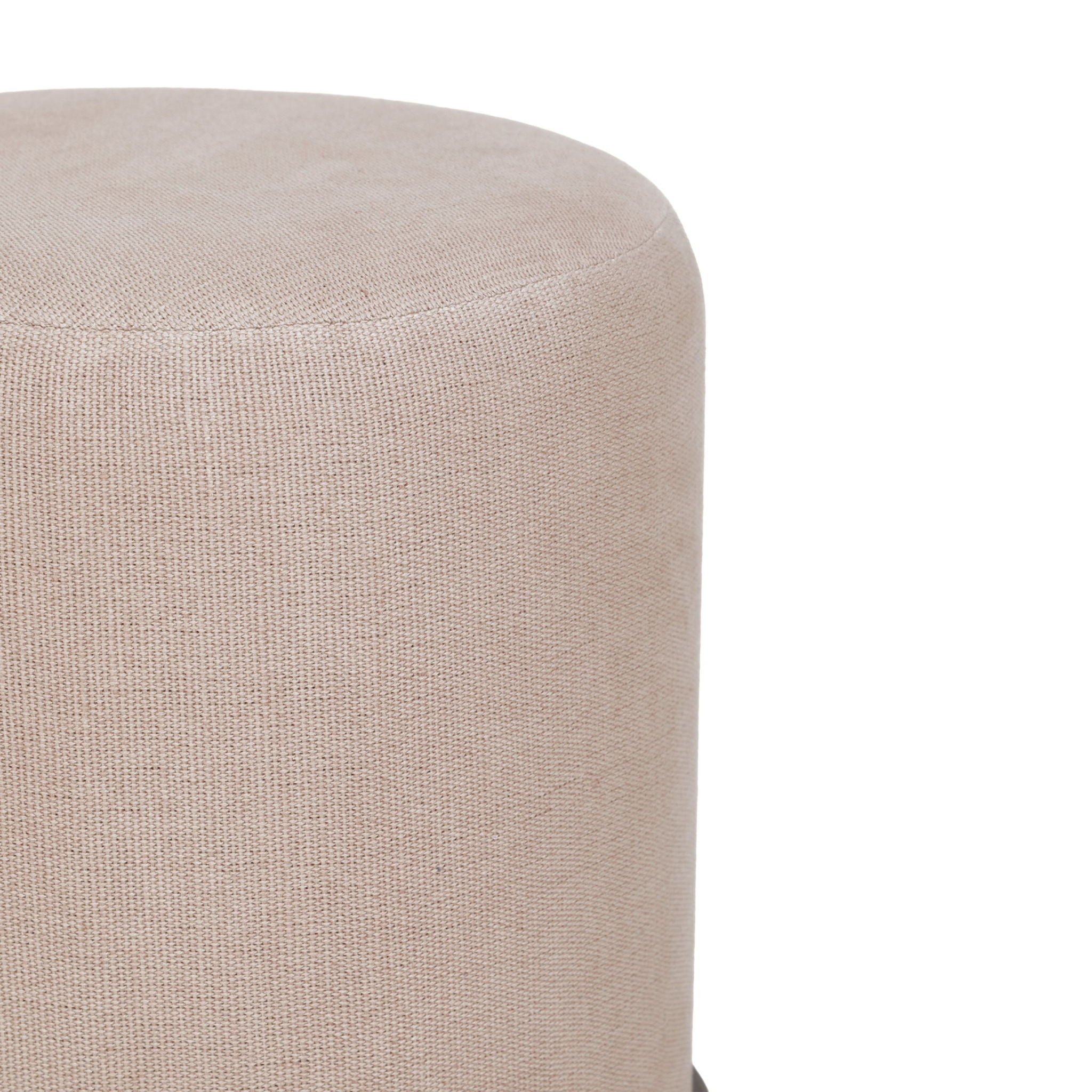 Como - Burl And Cotton Jute Designer Accent Stool - Peach