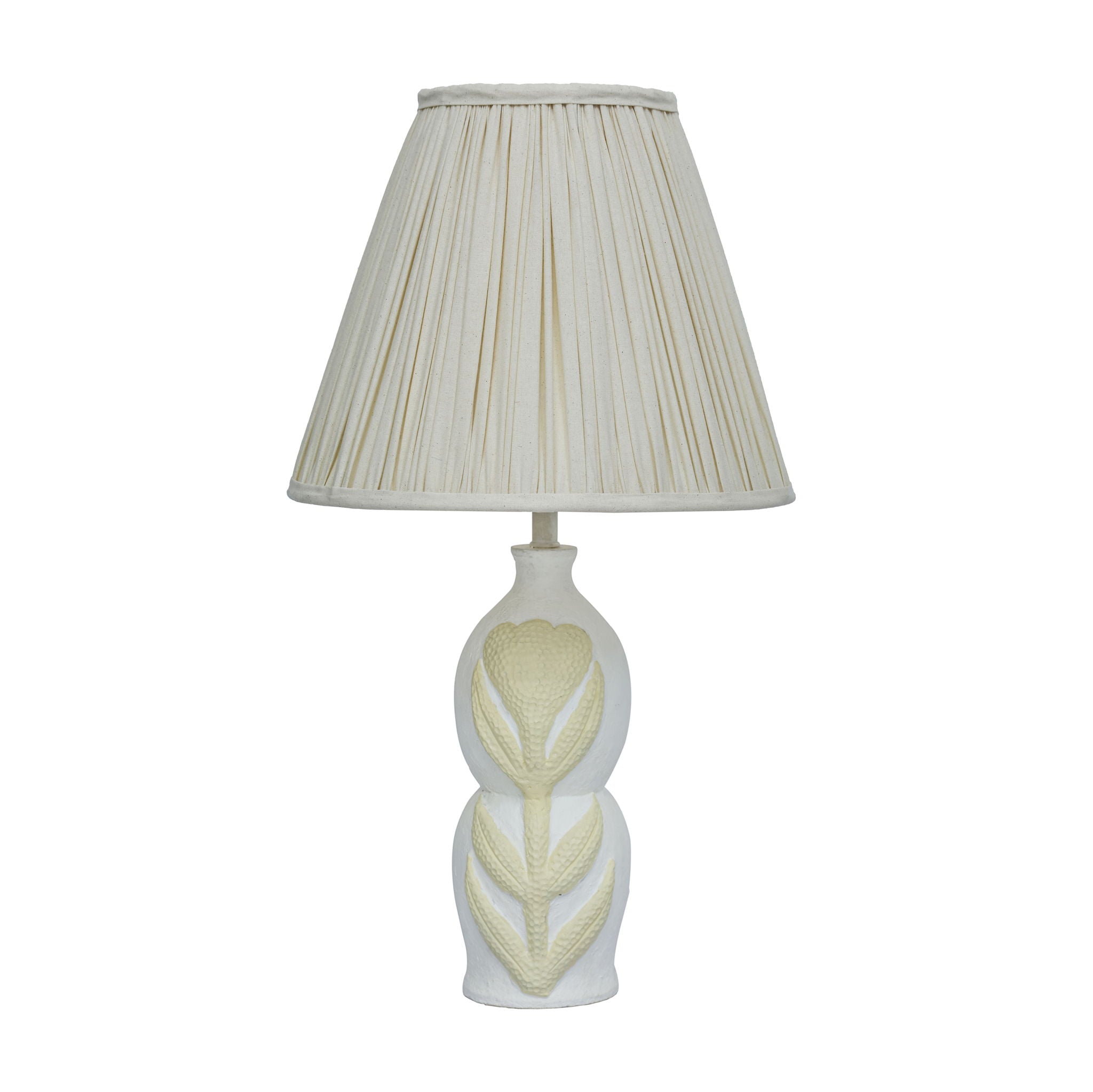 Edith - Curved Papier Mache Flower Pleated Table Lamp - Cream