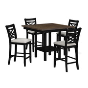 Brooks - 5 Piece Counter Set With Table And 4 Upholstered Seat & Wood Back Chairs - Medium Brown & Black