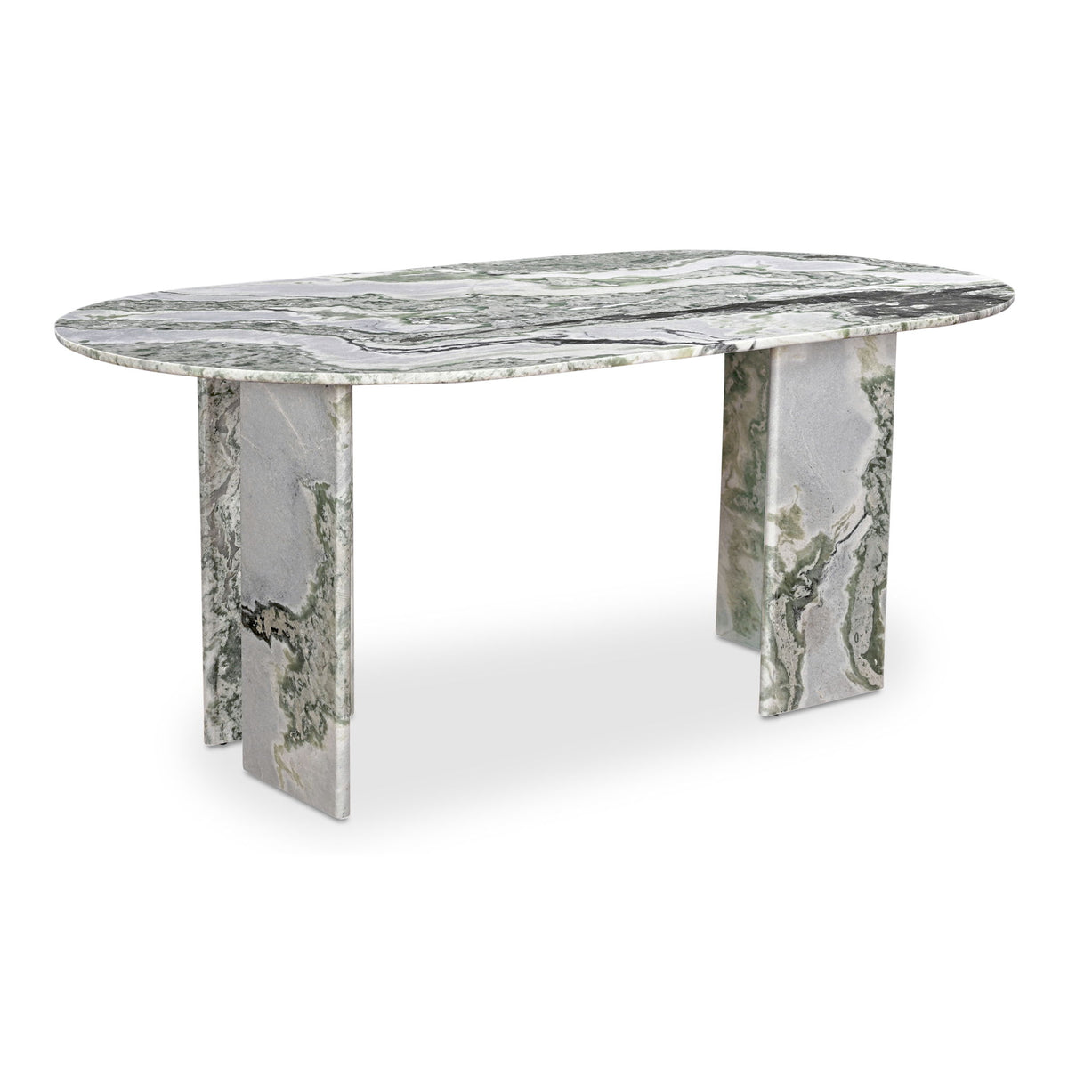 Celia - Oval Dining Table - Green / Onyx Marble