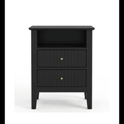 Fluted Nightstand With 2 Drawers