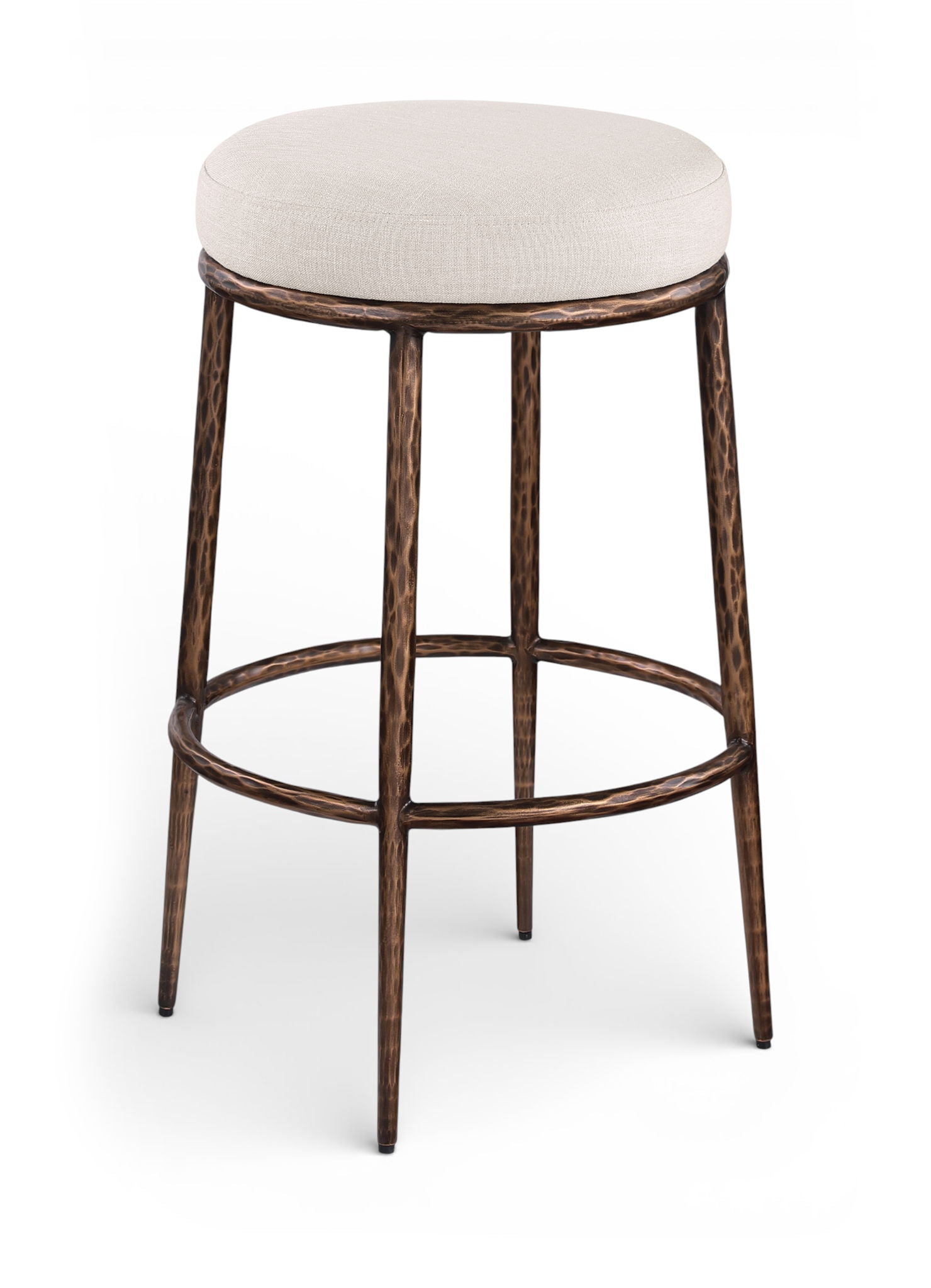 Ferro - Performance Fabric Upholstered Backless Bar Stool - Antique Bronze