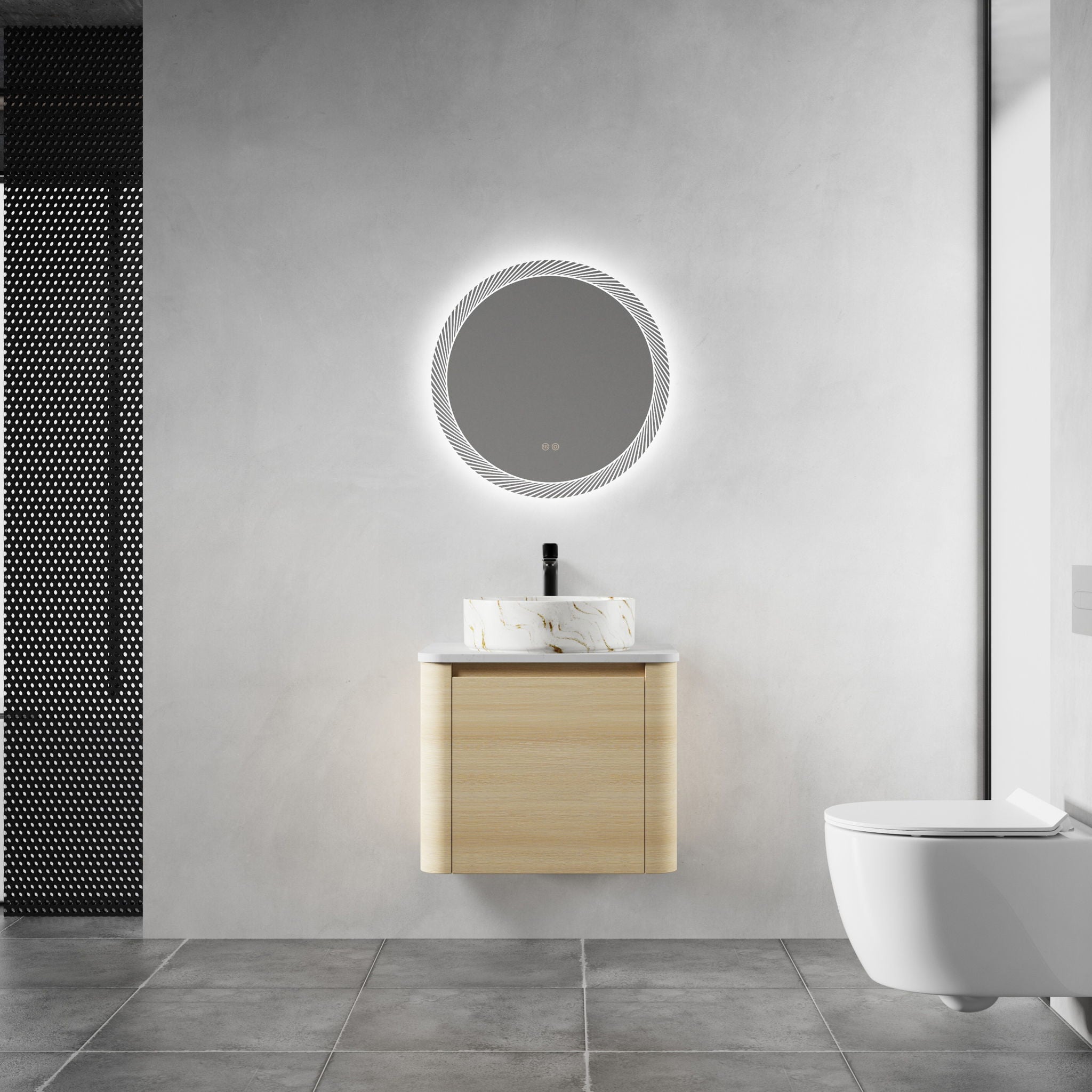 Mounted Bathroom Vanity & Art Sink, Soft Close Door