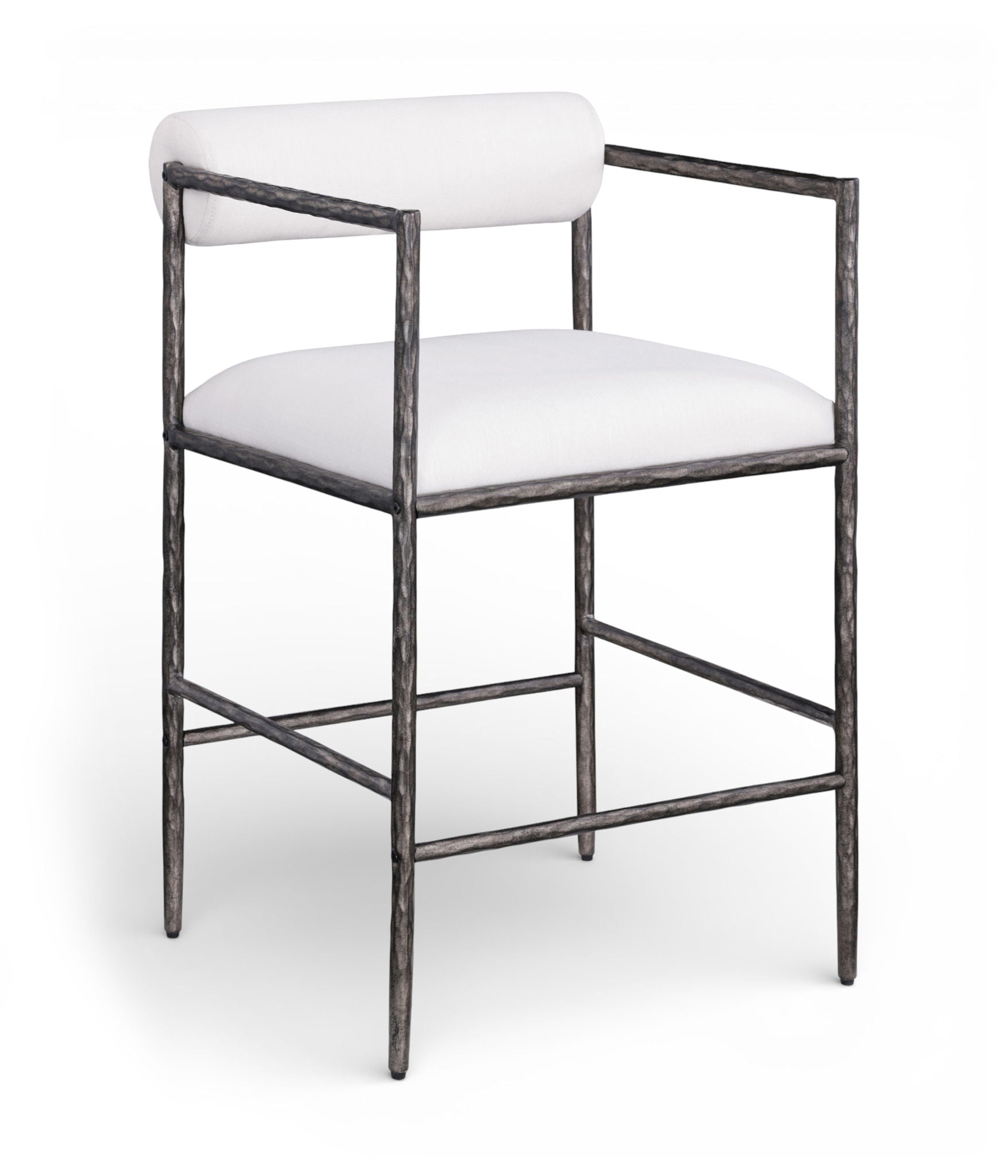 Axis - Linen Textured Cream Fabric Upholstered Counter Stool (Set of 2)
