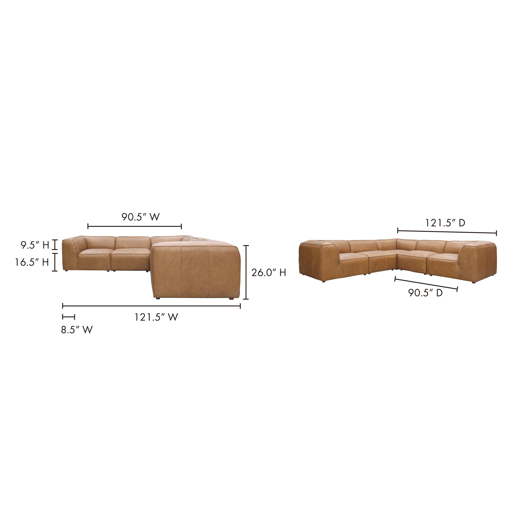 Form - Classic L Modular Leather Sectional - Sonoran Tan