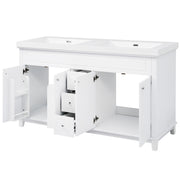 Bathroom Vanity With Double Sinks, 3 Drawers & 4 Doors - White
