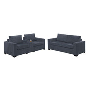 Elegant Simple Sofa Set With Console Cup Holder And Loveseat