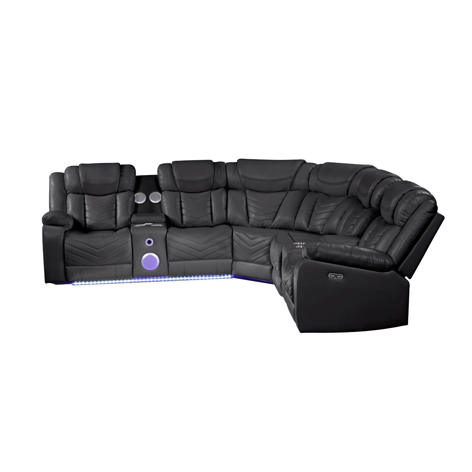 Challenger - Recliner Sectional Sofa, Built In USB, C Ports & Bluetooth