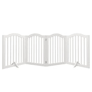 4 Panel Freestanding Pet Gate With Foldable Design And Support Feet - White