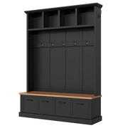 Hall Tree With Storage Bench Mudroom Coat Rack With 6 Hooks