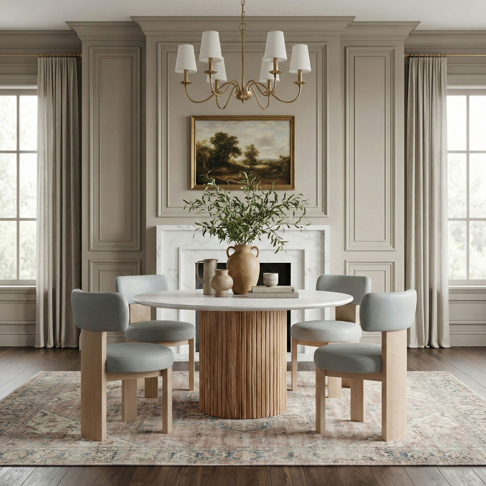 Atelier - Vegan Leather Upholstered Dining Chair (Set of 2) - Painted Natural Frame