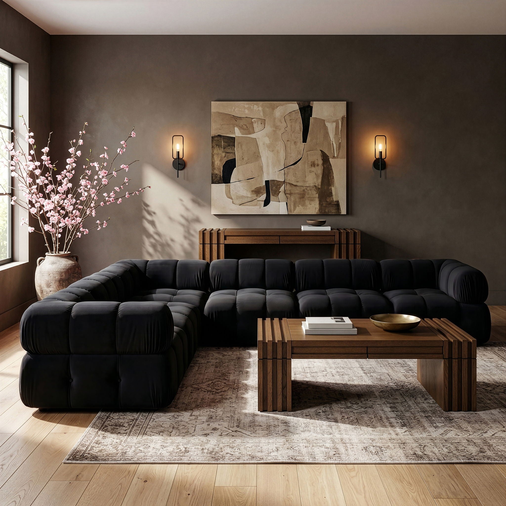 Orin - L-Shaped Velvet 6 Piece Modular Sectional