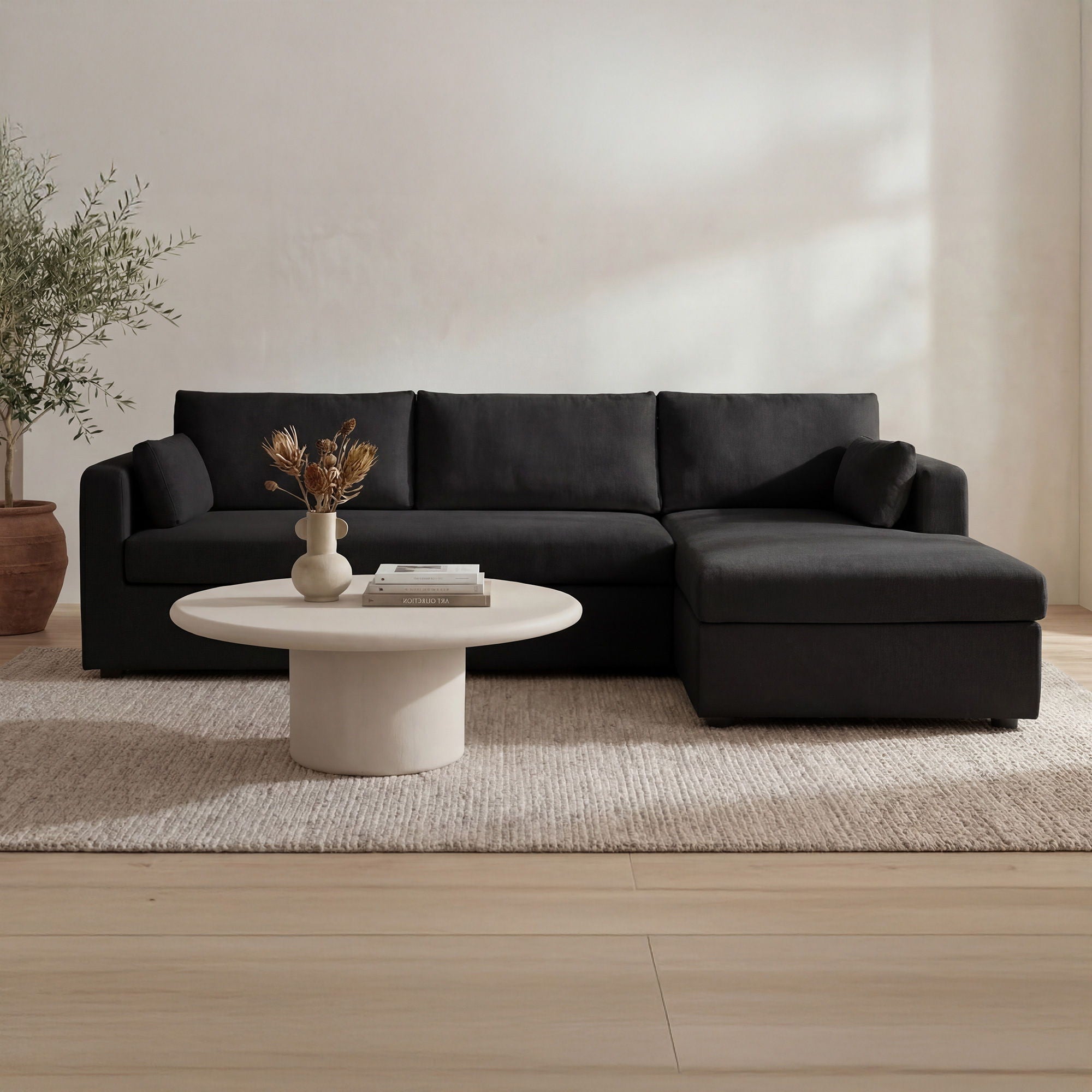 Burrow - Sleeper Sectional With Right Storage Chaise - Black