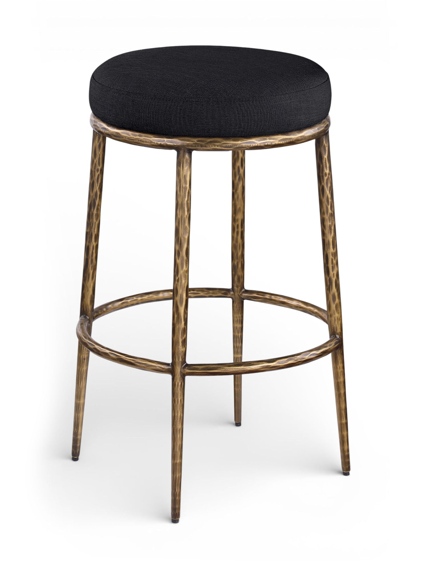 Ferro - Performance Fabric Upholstered Backless Bar Stool - Antique Brass