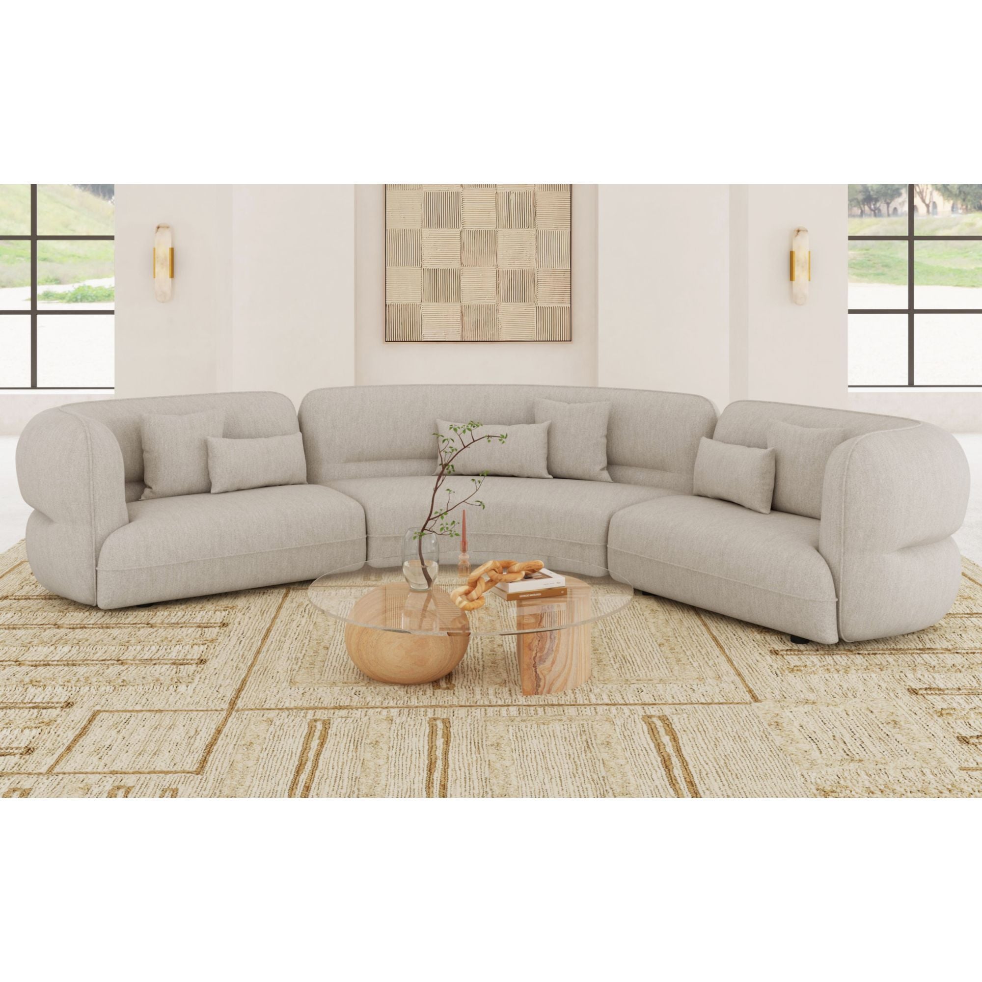 Four Seasons - Sectional Set With 6 Pillows - Camel