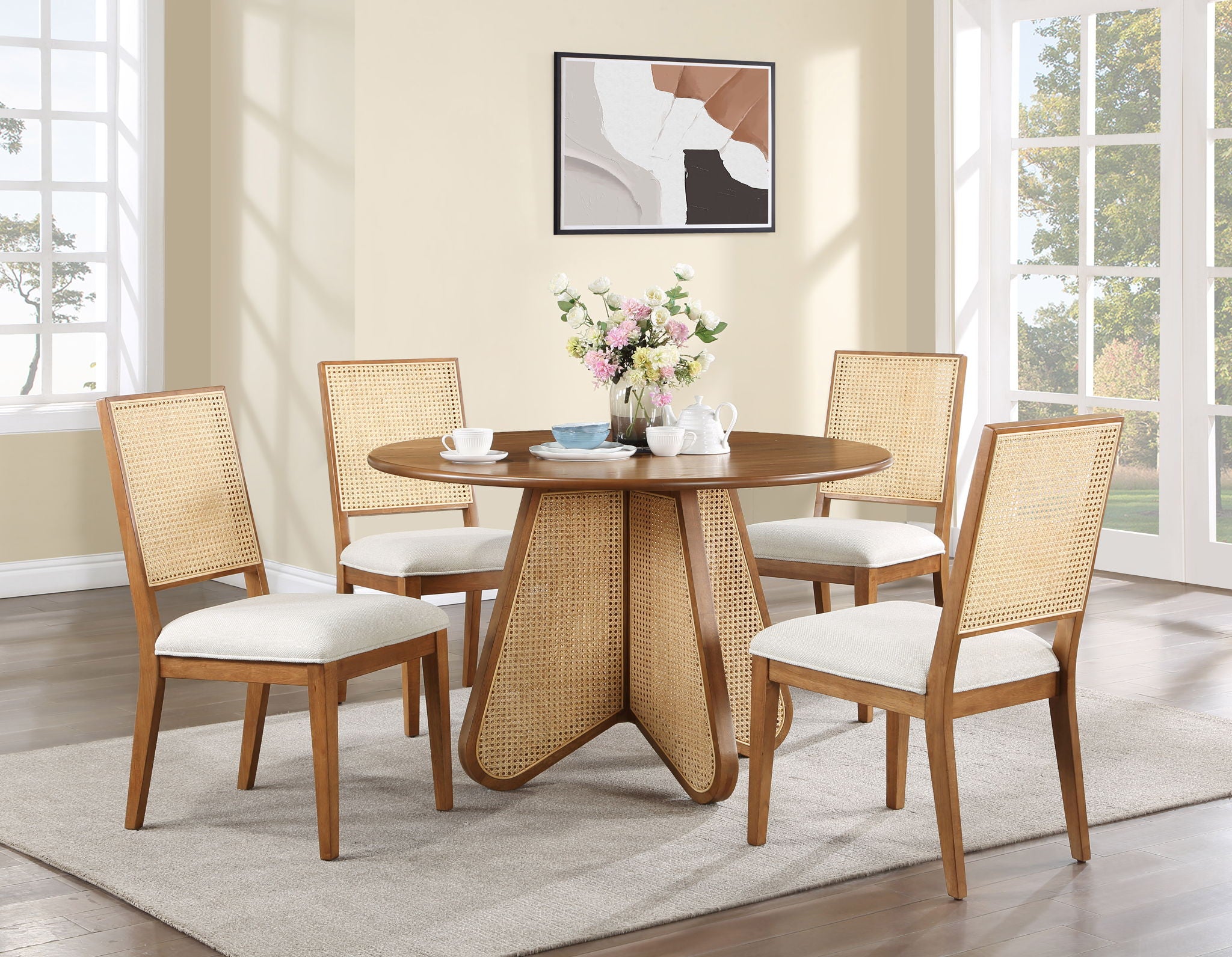Butterfly - Solid Wood And Natural Cane Table