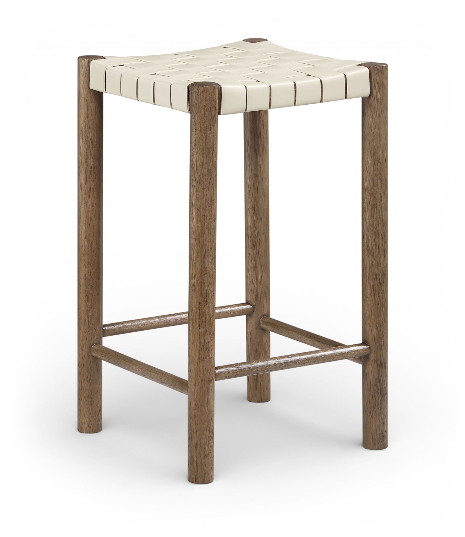 Entwine - Vegan Leather Upholstered Backless Counter Stool - Painted Brown