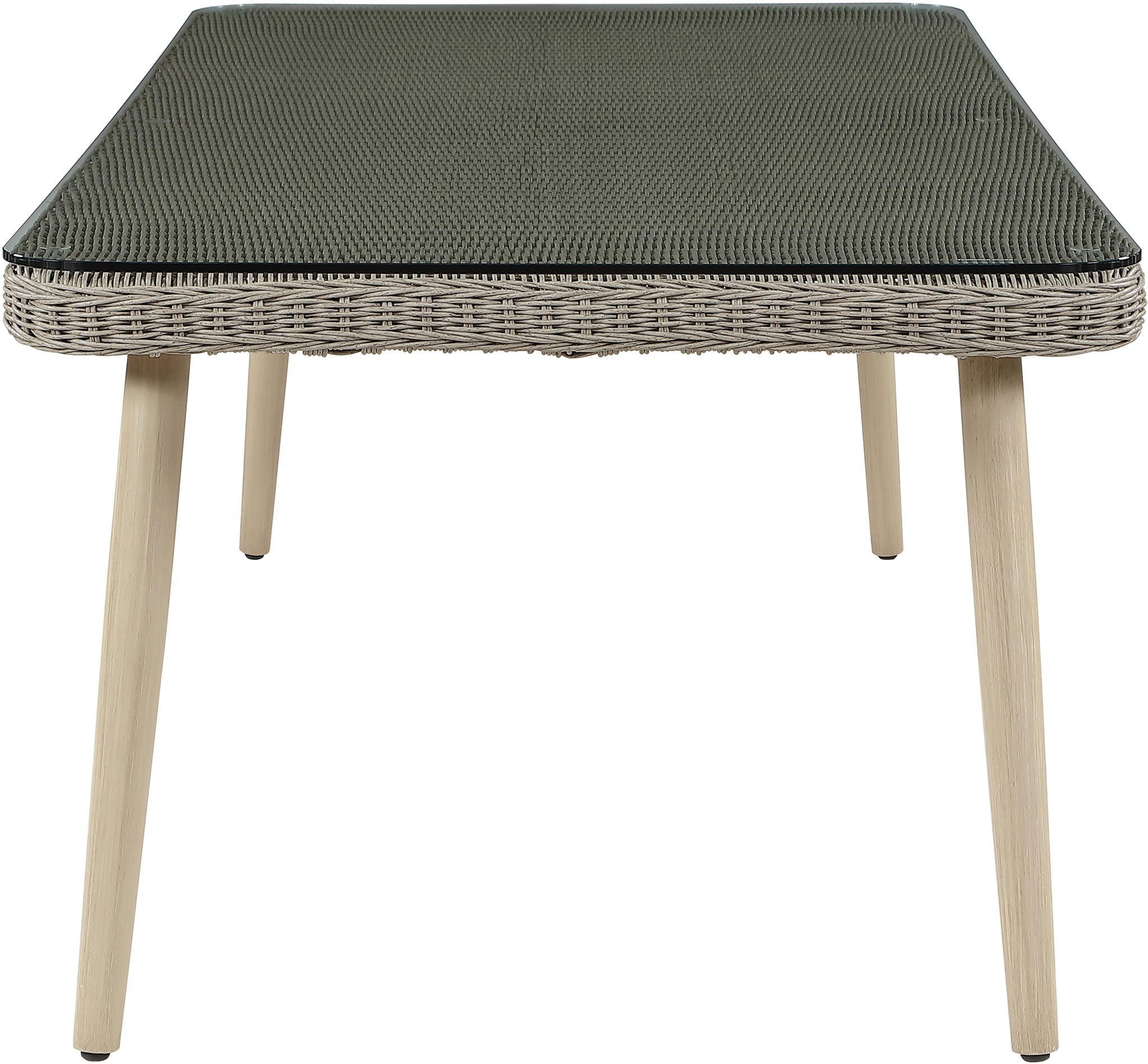 Seacrest - Tempered Glass Top And Wicker Outdoor Patio Dining Table