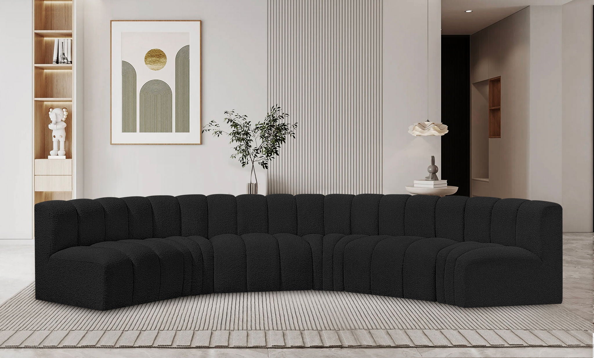 Arc - Boucle Fabric 6 Piece U-Shaped Modular Sofa