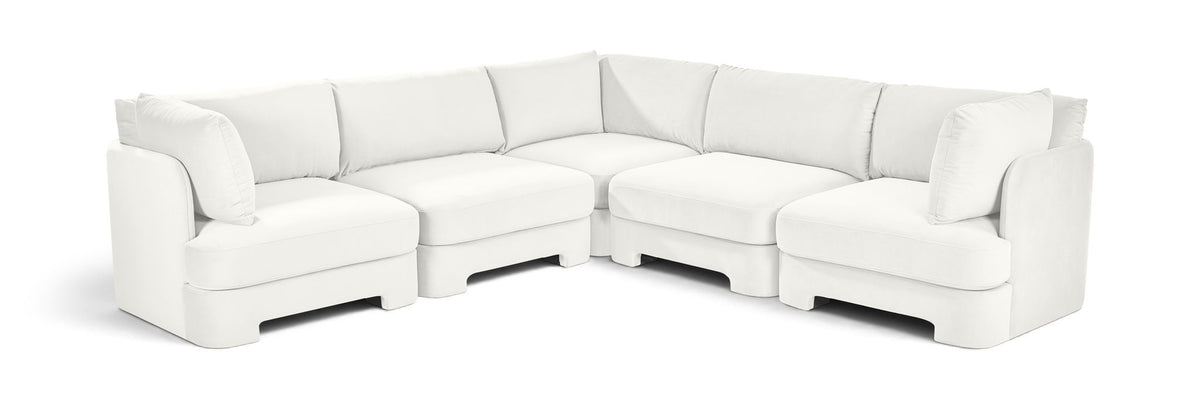 Hammond - Velvet Performance Fabric Upholstered 5 Piece Corner Sectional