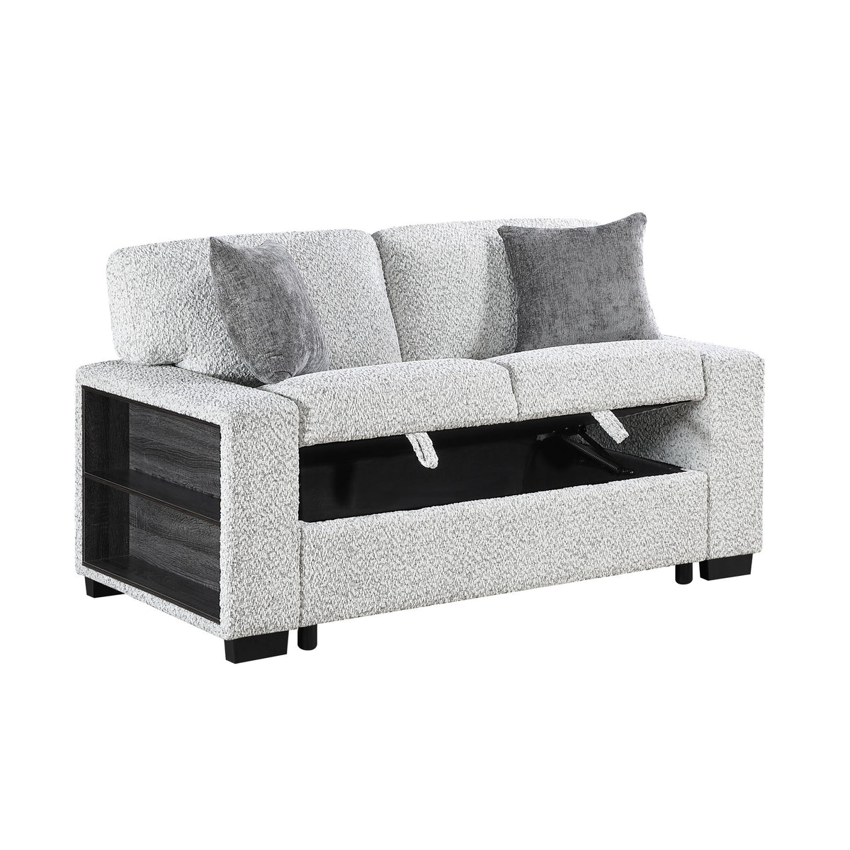 Prato - Loveseat With Storage And USB - Gray