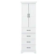 Bathroom Vanity With 2 Damping Hinge Doors, 3 Drawers, Adjustable Shelves - White
