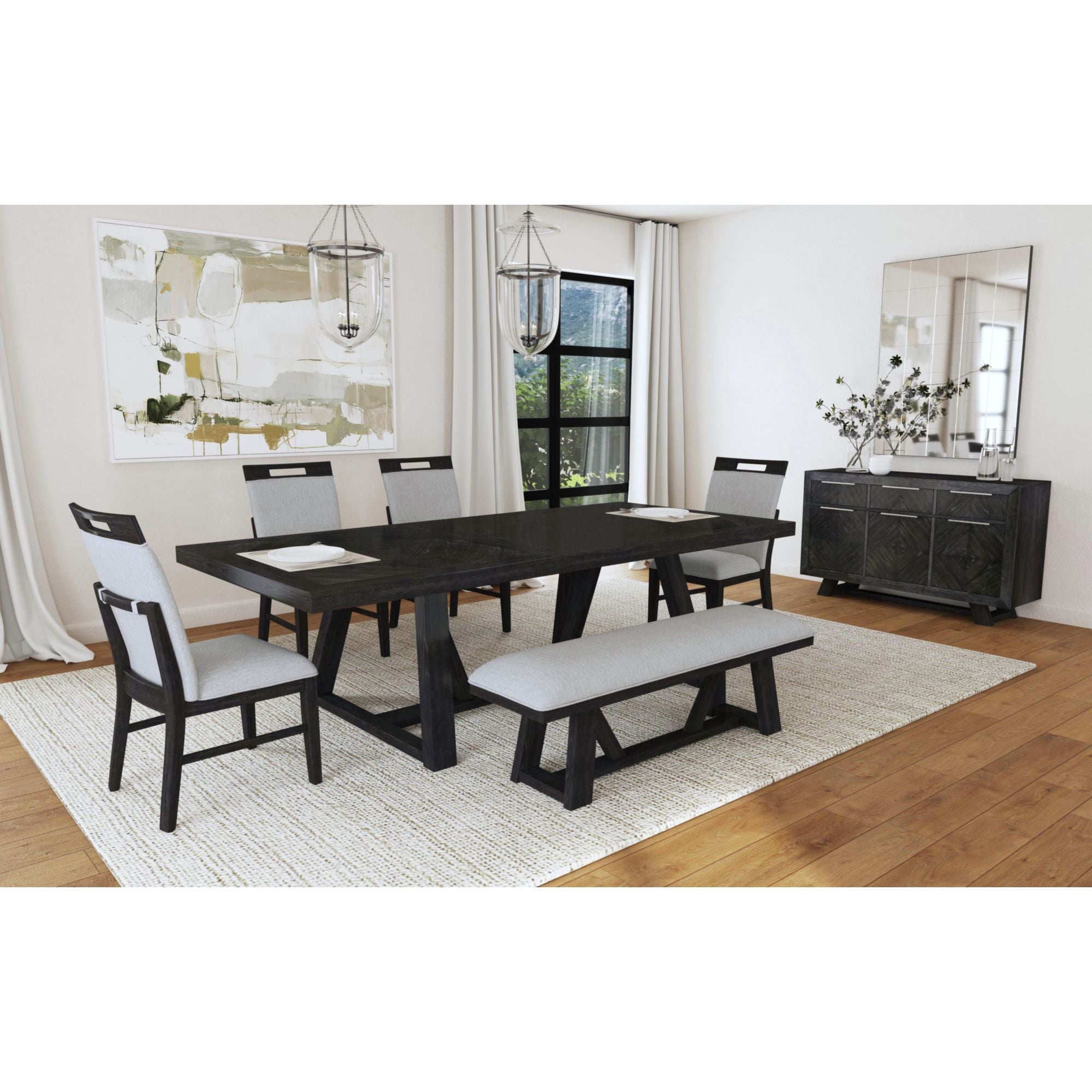 Transcend - Dining Table With 22" Leaf - Charcoal