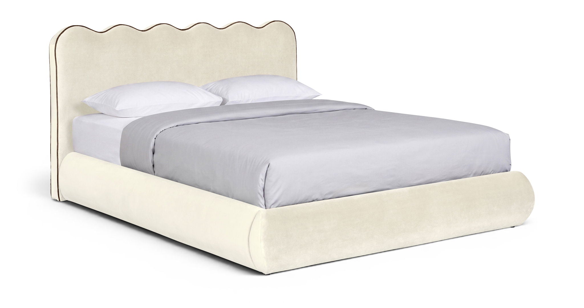 Tempo - Velvet Upholstered Bed - Cream