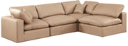 Comfy - 4 Piece Faux Leather Modular Armless Sectional - Tan