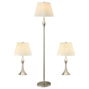 3 Piece Lamp Set, Floor Lamp And 2 Table Lamps - Silver