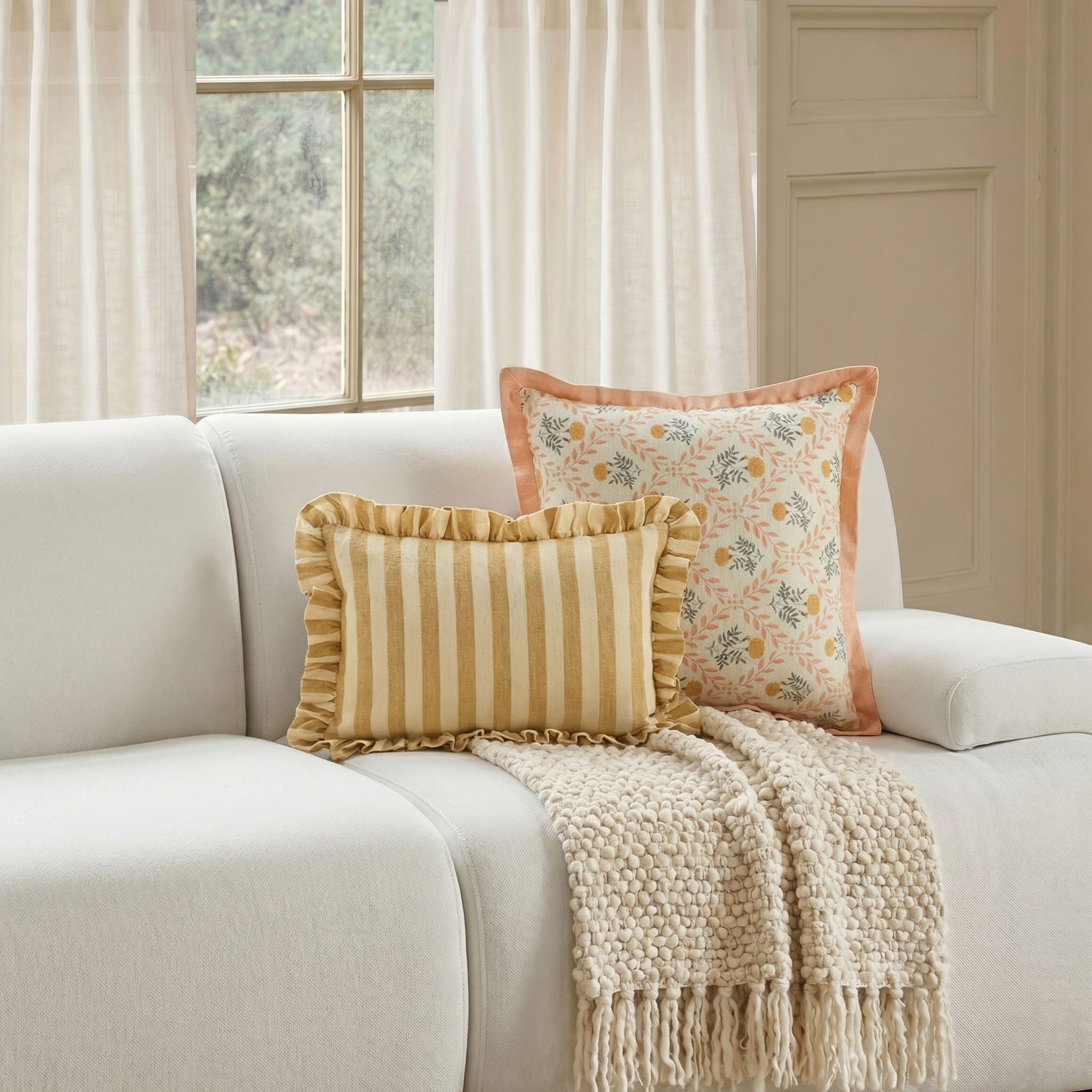 Dolce - 20" Natural Cotton Throw Pillow - Blush Pink