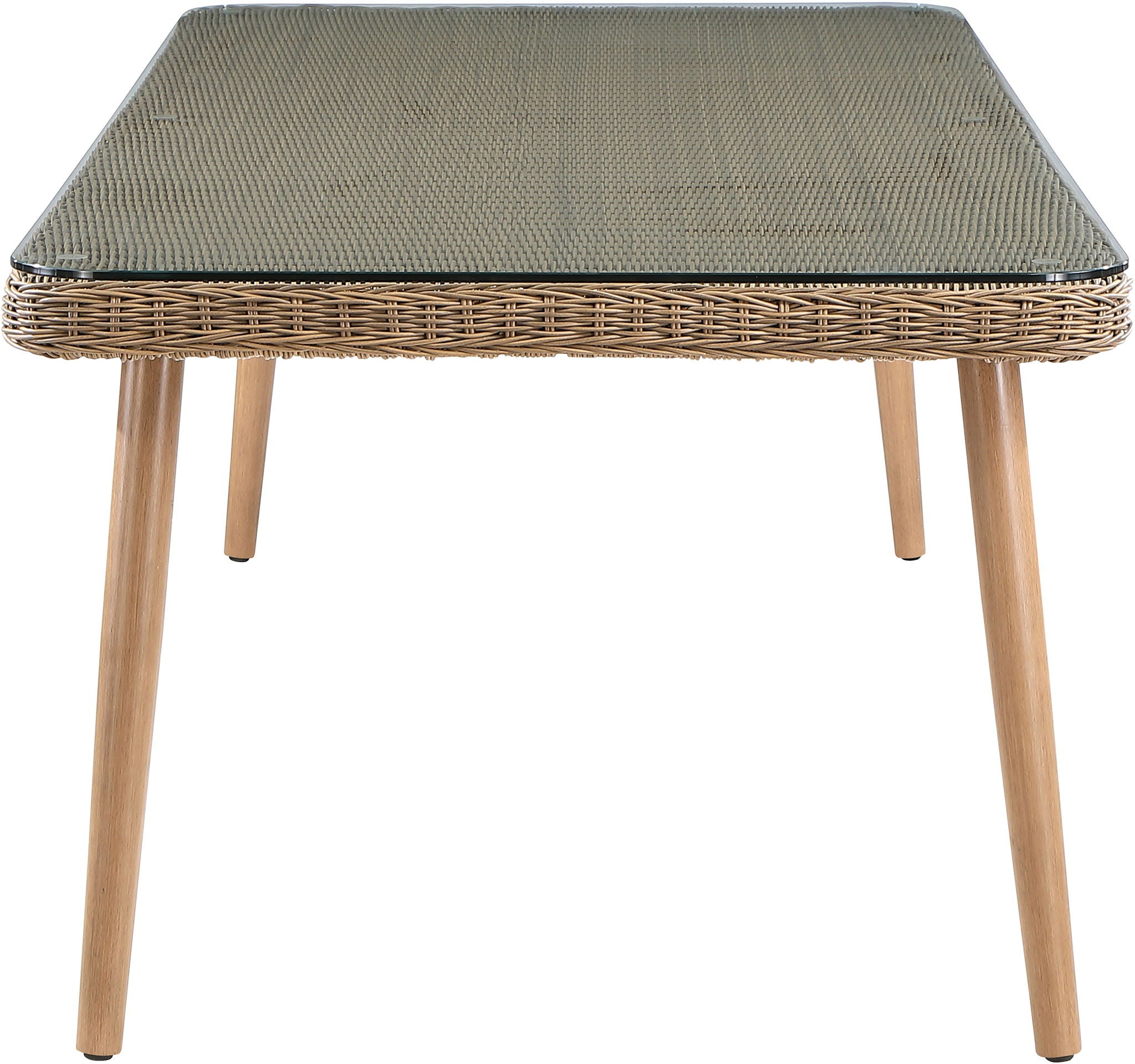 Seacrest - Tempered Glass Top And Wicker Outdoor Patio Dining Table
