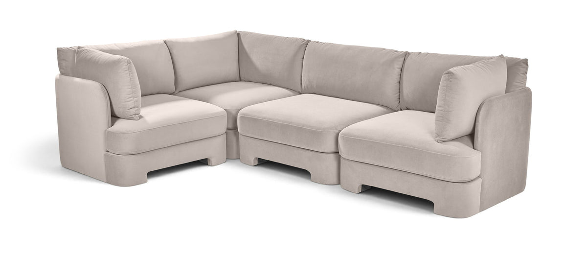 Hammond - Velvet Performance Fabric Upholstered 4 Piece Sectional