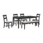Garcia - 6 Piece Dining Set With Table, 4 Chairs, And Bench - Black