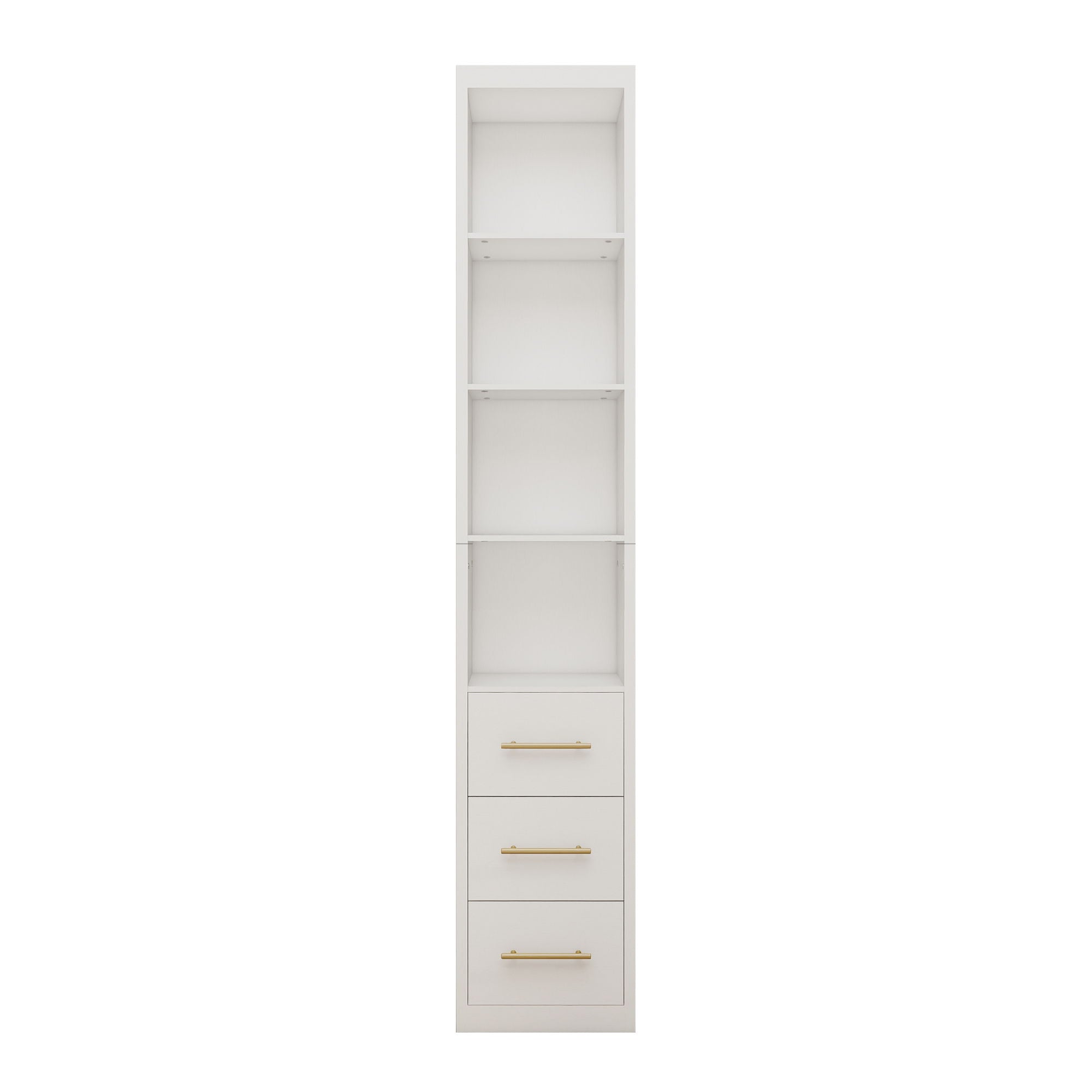 Rectangular Side Storage Cabinet With 3 Drawers For Bedroom - White