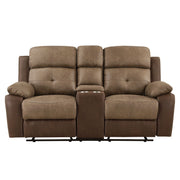 Glendale - Double Glider Reclining Loveseat With Center Console - Brown