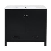 Bathroom Vanity With Sink, Soft Close Doors, Double Shelves & Divided Drawer