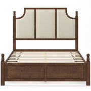 Farmhouse Platform Bed Frame & Tall Upholstered Headboard